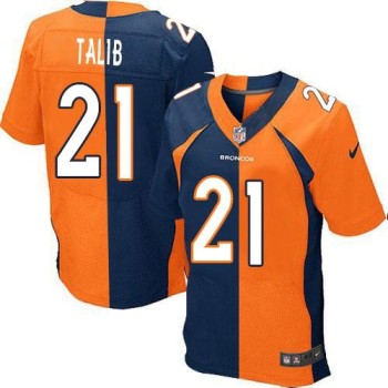 Broncos #21 Aqib Talib Orange/Navy Blue Men's Stitched NFL Elite Split Jersey Broncos #21 Aqib Talib Orange/Navy Blue Men's Stitched NFL Elite Split Jersey