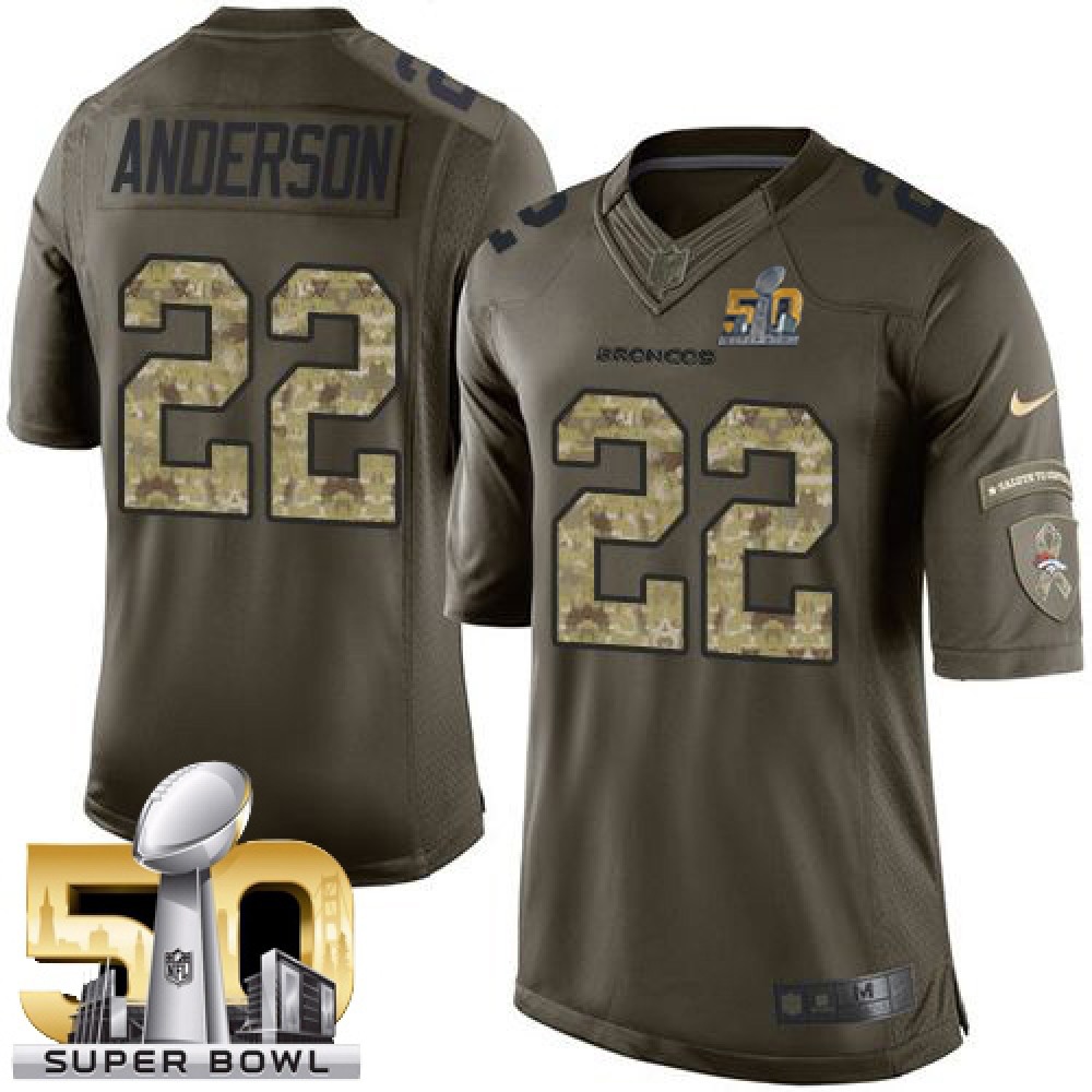 Broncos #22 C.J. Anderson Green Super Bowl 50 Men's Stitched NFL Limited Salute To Service Jersey
