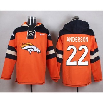 Broncos #22 C.J. Anderson Orange Player Pullover NFL Hoodie Broncos #22 C.J. Anderson Orange Player Pullover NFL Hoodie