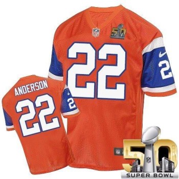 Broncos #22 C.J. Anderson Orange Throwback Super Bowl 50 Men's Stitched NFL Elite Jersey Broncos #22 C.J. Anderson Orange Throwback Super Bowl 50 Men's Stitched NFL Elite Jersey