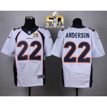 Broncos #22 C.J. Anderson White Super Bowl 50 Men's Stitched NFL New Elite Jersey Broncos #22 C.J. Anderson White Super Bowl 50 Men's Stitched NFL New Elite Jersey