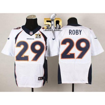 Broncos #29 Bradley Roby White Super Bowl 50 Men's Stitched NFL New Elite Jersey Broncos #29 Bradley Roby White Super Bowl 50 Men's Stitched NFL New Elite Jersey