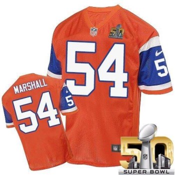 Broncos #54 Brandon Marshall Orange Throwback Super Bowl 50 Men's Stitched NFL Elite Jersey Broncos #54 Brandon Marshall Orange Throwback Super Bowl 50 Men's Stitched NFL Elite Jersey