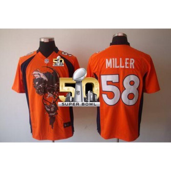 Broncos #58 Von Miller Orange Team Color Super Bowl 50 Men's Stitched NFL Helmet Tri-Blend Limited Jersey Broncos #58 Von Miller Orange Team Color Super Bowl 50 Men's Stitched NFL Helmet Tri-Blend Limited Jersey