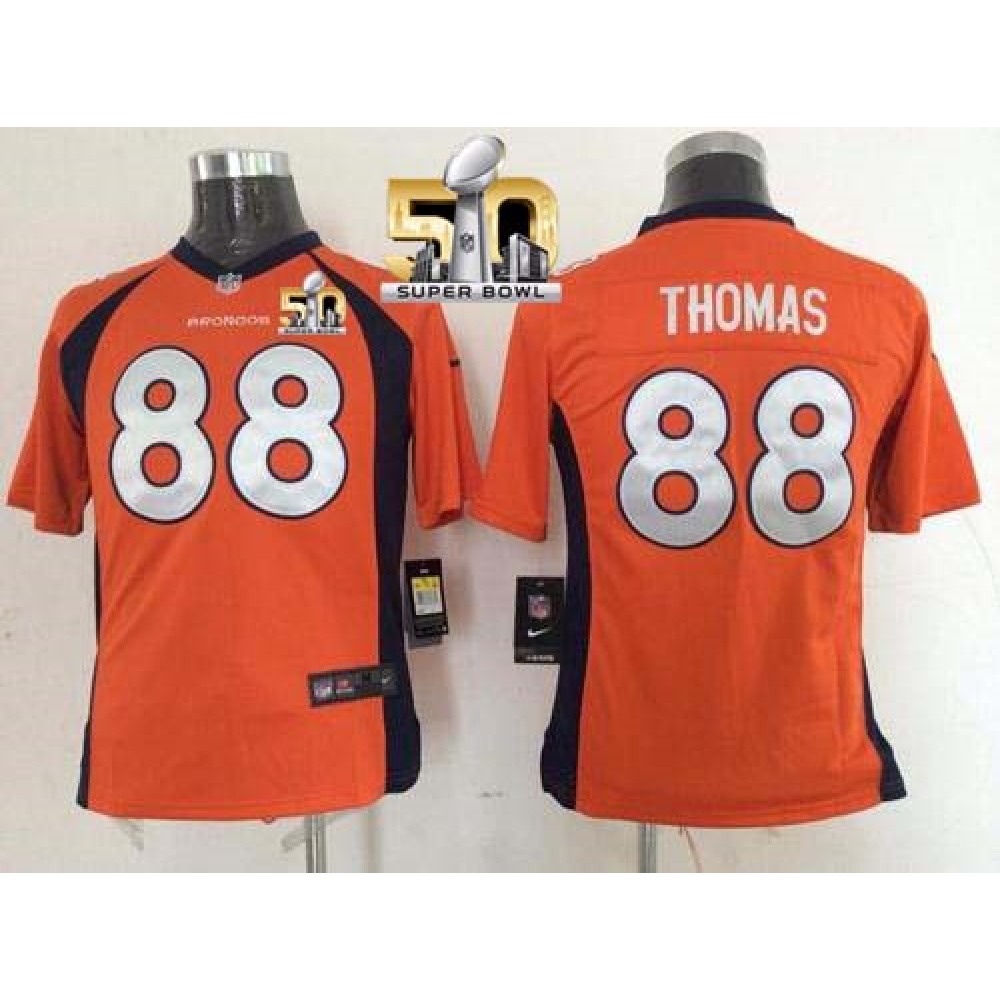 Broncos #88 Demaryius Thomas Orange Team Color Super Bowl 50 Youth Stitched NFL New Elite Jersey