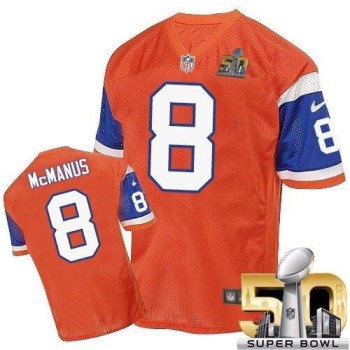 Broncos #8 Brandon McManus Orange Throwback Super Bowl 50 Men's Stitched NFL Elite Jersey Broncos #8 Brandon McManus Orange Throwback Super Bowl 50 Men's Stitched NFL Elite Jersey