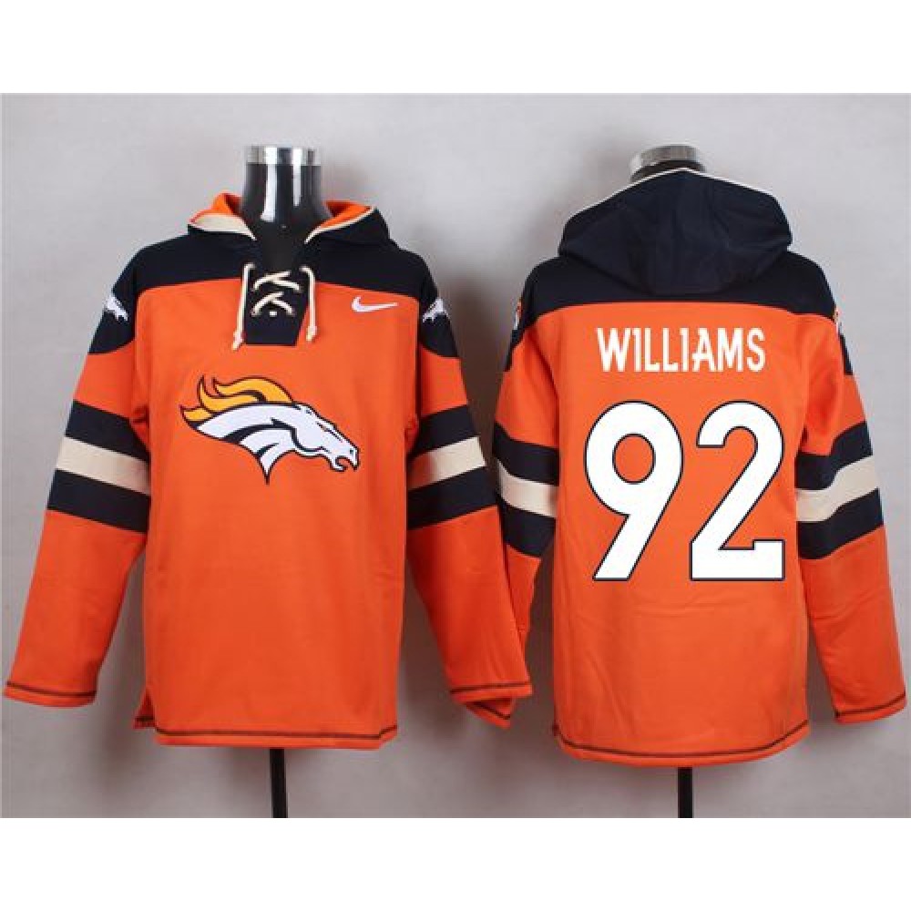 Broncos #92 Sylvester Williams Orange Player Pullover NFL Hoodie