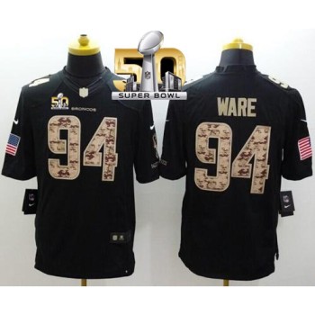 Broncos #94 DeMarcus Ware Black Super Bowl 50 Men's Stitched NFL Limited Salute to Service Jersey Broncos #94 DeMarcus Ware Black Super Bowl 50 Men's Stitched NFL Limited Salute to Service Jersey