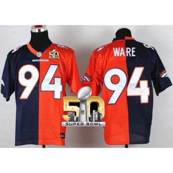 Broncos #94 DeMarcus Ware Orange/Navy Blue Super Bowl 50 Men's Stitched NFL Elite Split Jersey Broncos #94 DeMarcus Ware Orange/Navy Blue Super Bowl 50 Men's Stitched NFL Elite Split Jersey