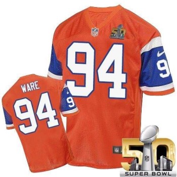 Broncos #94 DeMarcus Ware Orange Throwback Super Bowl 50 Men's Stitched NFL Elite Jersey Broncos #94 DeMarcus Ware Orange Throwback Super Bowl 50 Men's Stitched NFL Elite Jersey