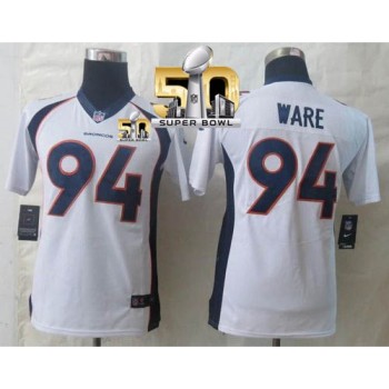 Broncos #94 DeMarcus Ware White Super Bowl 50 Youth Stitched NFL New Limited Jersey Broncos #94 DeMarcus Ware White Super Bowl 50 Youth Stitched NFL New Limited Jersey