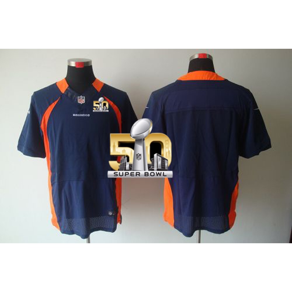 Broncos Blank Navy Blue Alternate Super Bowl 50 Men's Stitched NFL Elite Jersey