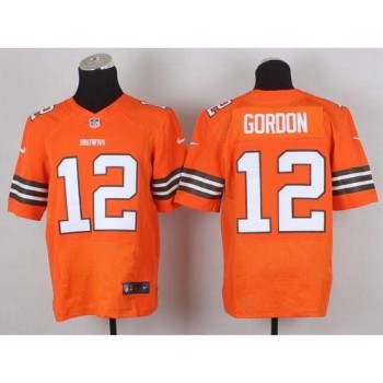 Browns #12 Josh Gordon Orange Alternate Men's Stitched NFL Elite Jersey Browns #12 Josh Gordon Orange Alternate Men's Stitched NFL Elite Jersey