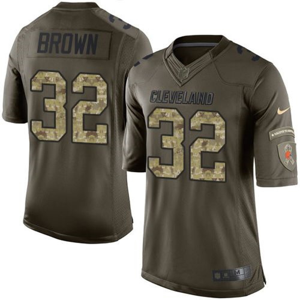 Browns #32 Jim Brown Green Youth Stitched NFL Limited Salute to Service Jersey