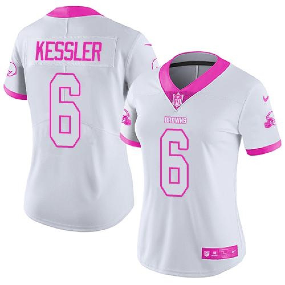 Browns #6 Cody Kessler White/Pink Women's Stitched NFL Limited Rush Fashion Jersey