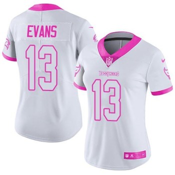 Buccaneers #13 Mike Evans White/Pink Women's Stitched NFL Limited Rush Fashion Jersey Buccaneers #13 Mike Evans White/Pink Women's Stitched NFL Limited Rush Fashion Jersey