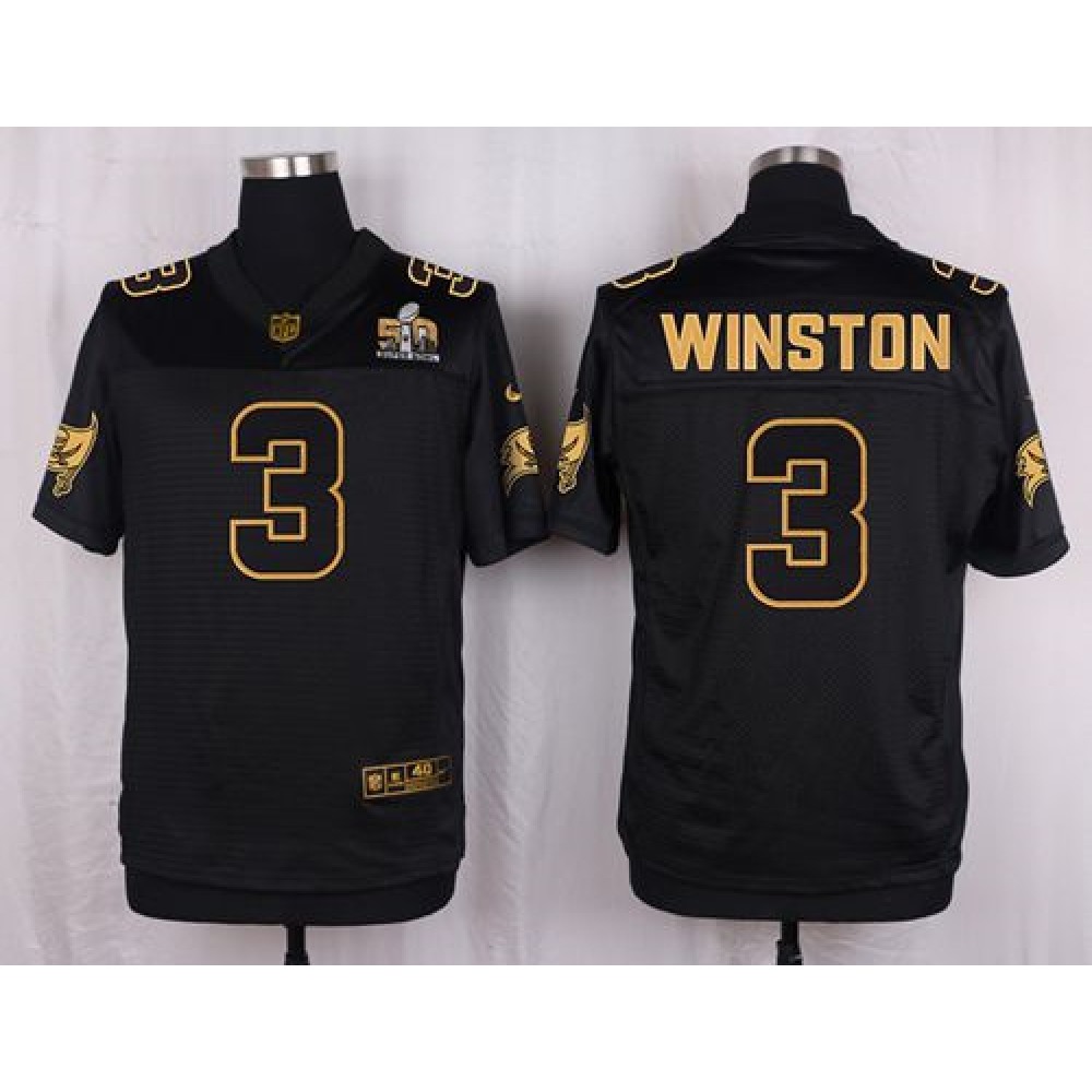 Buccaneers #3 Jameis Winston Black Men's Stitched NFL Elite Pro Line Gold Collection Jersey