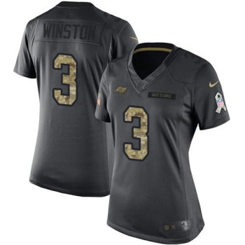Buccaneers #3 Jameis Winston Black Women's Stitched NFL Limited 2016 Salute to Service Jersey Buccaneers #3 Jameis Winston Black Women's Stitched NFL Limited 2016 Salute to Service Jersey