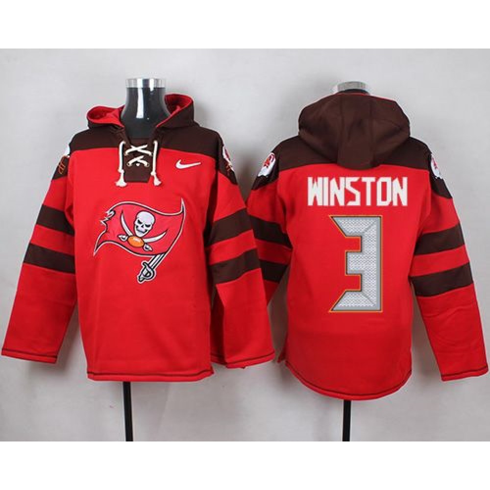 Buccaneers #3 Jameis Winston Red Player Pullover NFL Hoodie