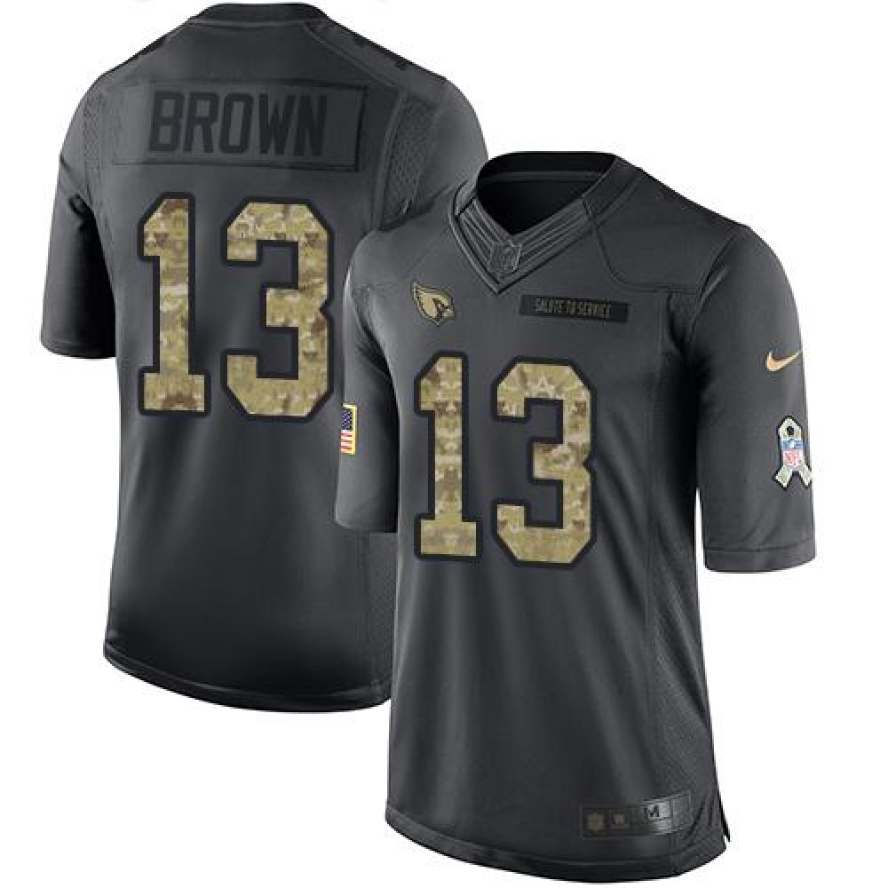Cardinals #13 Jaron Brown Black Men's Stitched NFL Limited 2016 Salute to Service Jersey