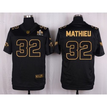 Cardinals #32 Tyrann Mathieu Black Pro Line Gold Collection Men's Stitched NFL Elite Jersey Cardinals #32 Tyrann Mathieu Black Pro Line Gold Collection Men's Stitched NFL Elite Jersey