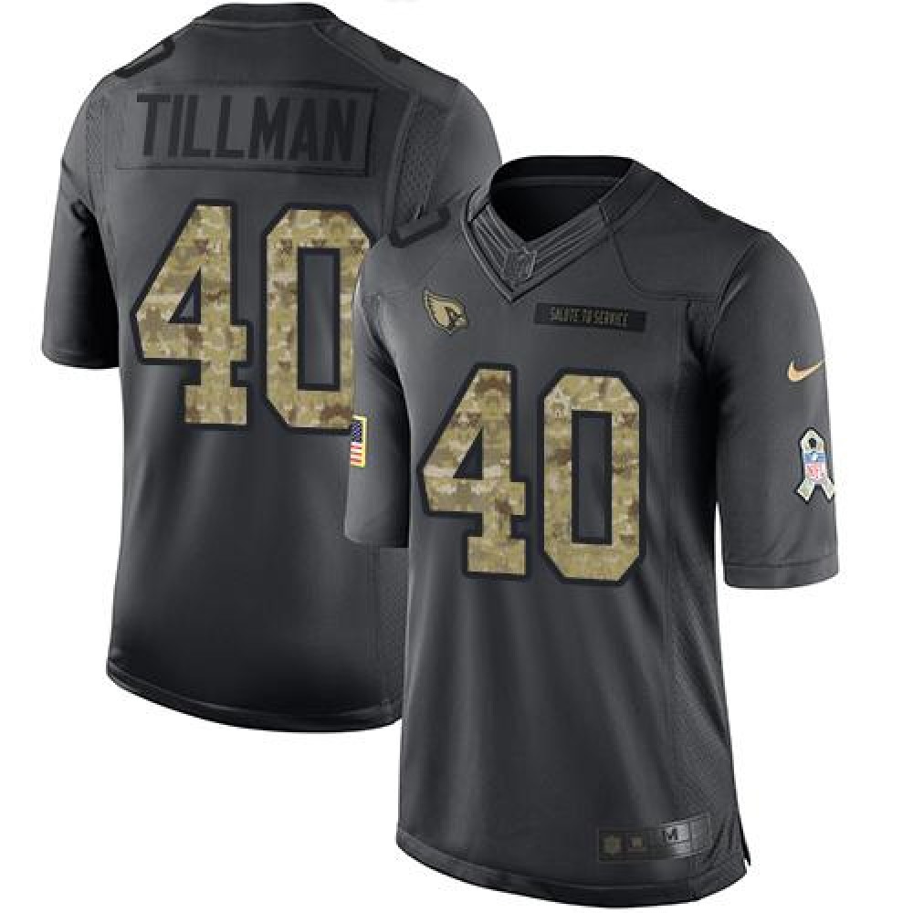 Cardinals #40 Pat Tillman Black Men's Stitched NFL Limited 2016 Salute to Service Jersey