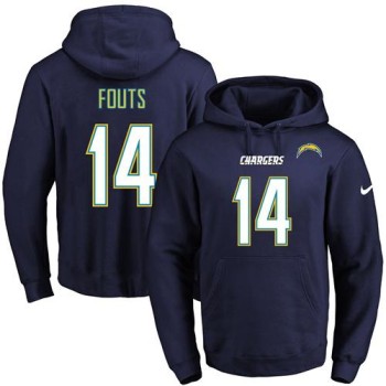Chargers #14 Dan Fouts Navy Blue Name & Number Pullover NFL Hoodie Chargers #14 Dan Fouts Navy Blue Name & Number Pullover NFL Hoodie