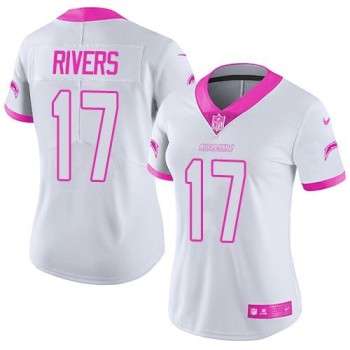 Chargers #17 Philip Rivers White/Pink Women's Stitched NFL Limited Rush Fashion Jersey Chargers #17 Philip Rivers White/Pink Women's Stitched NFL Limited Rush Fashion Jersey