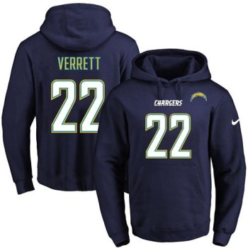Chargers #22 Jason Verrett Navy Blue Name & Number Pullover NFL Hoodie Chargers #22 Jason Verrett Navy Blue Name & Number Pullover NFL Hoodie