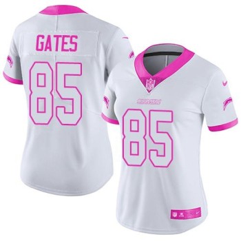 Chargers #85 Antonio Gates White/Pink Women's Stitched NFL Limited Rush Fashion Jersey Chargers #85 Antonio Gates White/Pink Women's Stitched NFL Limited Rush Fashion Jersey
