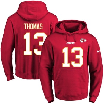 Chiefs #13 De'Anthony Thomas Red Name & Number Pullover NFL Hoodie Chiefs #13 De'Anthony Thomas Red Name & Number Pullover NFL Hoodie