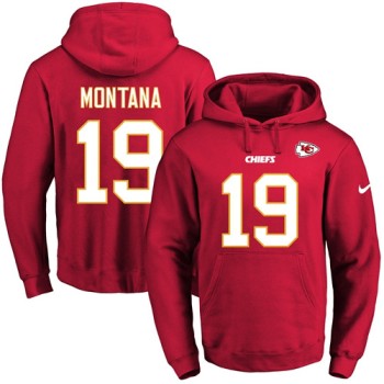 Chiefs #19 Joe Montana Red Name & Number Pullover NFL Hoodie Chiefs #19 Joe Montana Red Name & Number Pullover NFL Hoodie