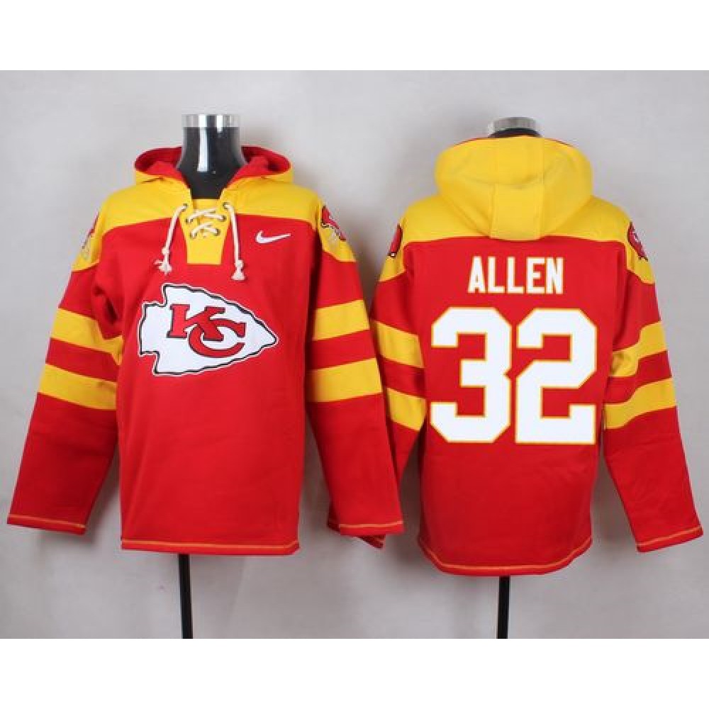 Chiefs #32 Marcus Allen Red Player Pullover NFL Hoodie