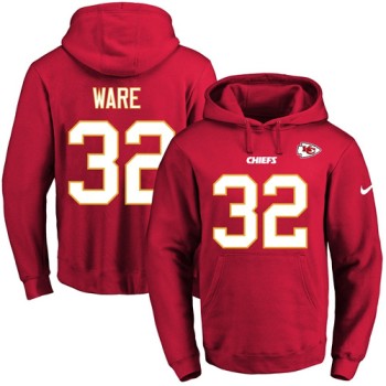 Chiefs #32 Spencer Ware Red Name & Number Pullover NFL Hoodie