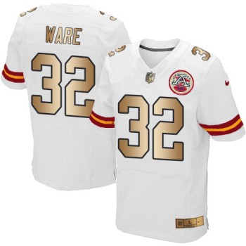 Chiefs #32 Spencer Ware White Men's Stitched NFL Elite Gold Jersey Chiefs #32 Spencer Ware White Men's Stitched NFL Elite Gold Jersey