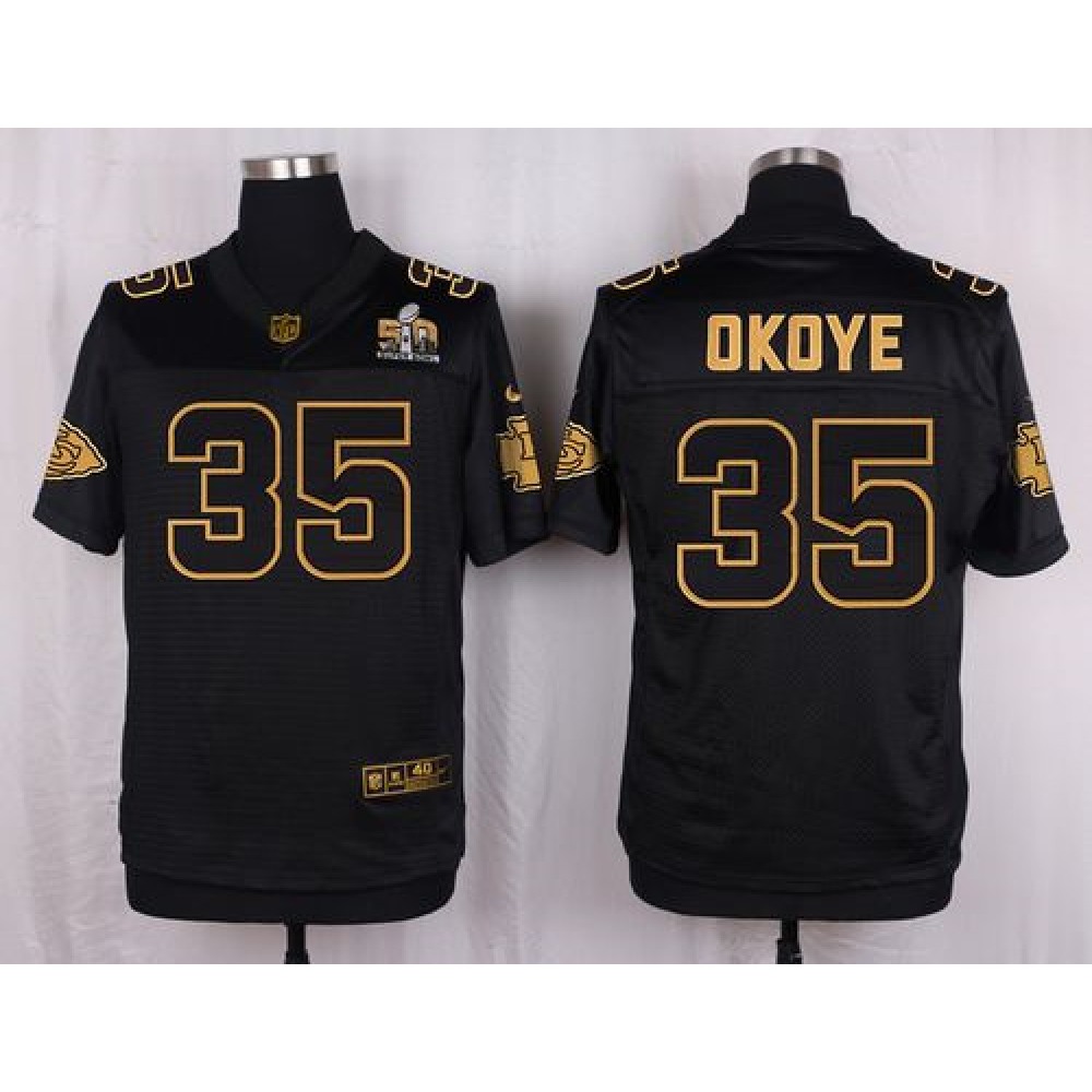 Chiefs #35 Christian Okoye Black Men's Stitched NFL Elite Pro Line Gold Collection Jersey