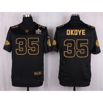 Chiefs #35 Christian Okoye Black Men's Stitched NFL Elite Pro Line Gold Collection Jersey Chiefs #35 Christian Okoye Black Men's Stitched NFL Elite Pro Line Gold Collection Jersey