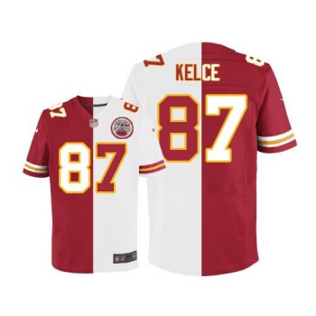 Chiefs #87 Travis Kelce Red/White Men's Stitched NFL Elite Split Jersey Chiefs #87 Travis Kelce Red/White Men's Stitched NFL Elite Split Jersey