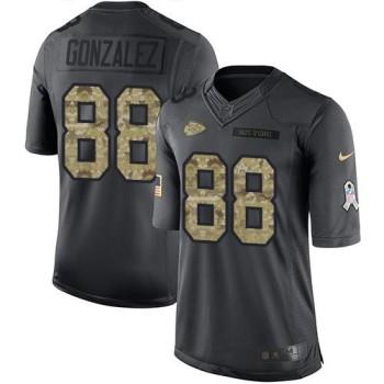 Chiefs #88 Tony Gonzalez Black Men's Stitched NFL Limited 2016 Salute to Service Jersey
