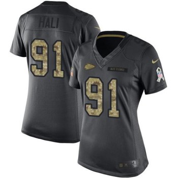 Chiefs #91 Tamba Hali Black Women's Stitched NFL Limited 2016 Salute to Service Jersey
