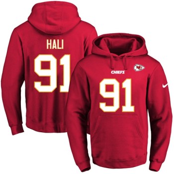 Chiefs #91 Tamba Hali Red Name & Number Pullover NFL Hoodie