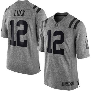 Colts #12 Andrew Luck Gray Men's Stitched NFL Limited Gridiron Gray Jersey Colts #12 Andrew Luck Gray Men's Stitched NFL Limited Gridiron Gray Jersey