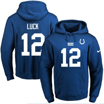 Colts #12 Andrew Luck Royal Blue Name & Number Pullover NFL Hoodie Colts #12 Andrew Luck Royal Blue Name & Number Pullover NFL Hoodie