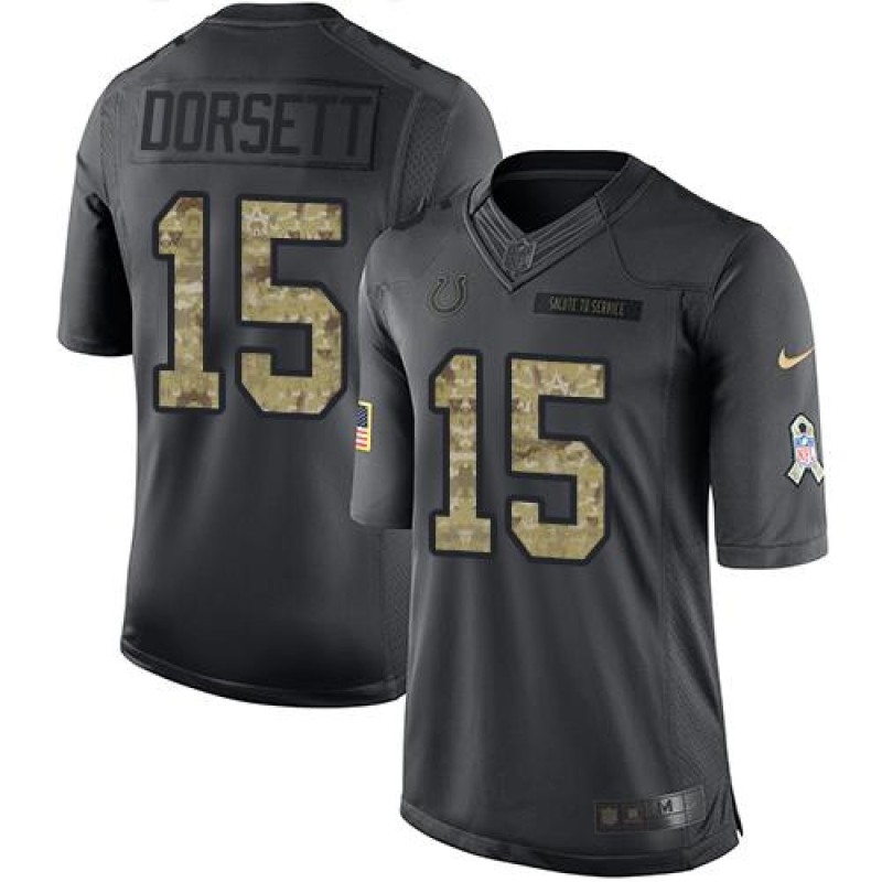 Colts #15 Phillip Dorsett Black Men's Stitched NFL Limited 2016 Salute to Service Jersey
