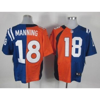 Colts #18 Peyton Manning Orange/Royal Blue Men's Stitched NFL Elite Split Broncos Jersey Colts #18 Peyton Manning Orange/Royal Blue Men's Stitched NFL Elite Split Broncos Jersey
