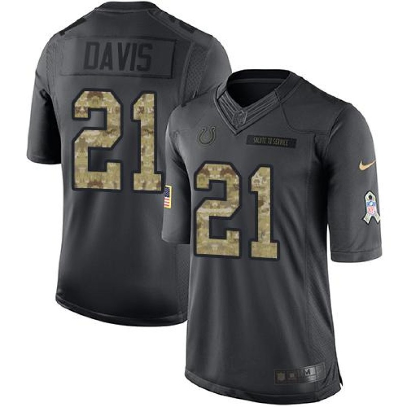 Colts #21 Vontae Davis Black Men's Stitched NFL Limited 2016 Salute to Service Jersey
