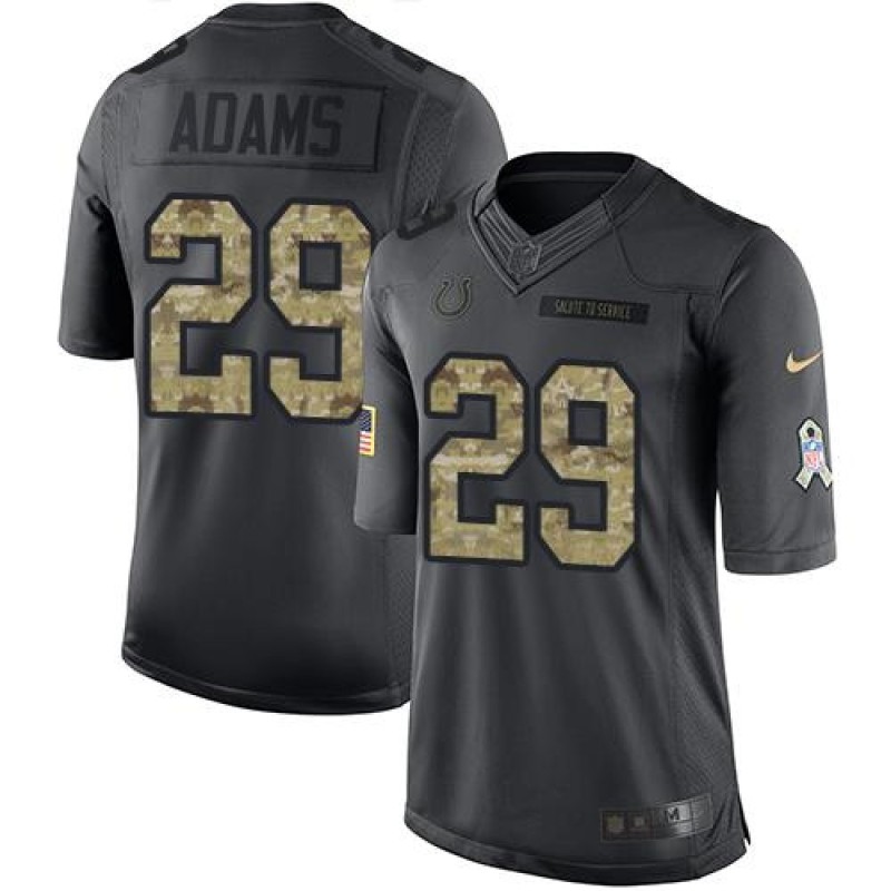 Colts #29 Mike Adams Black Men's Stitched NFL Limited 2016 Salute to Service Jersey