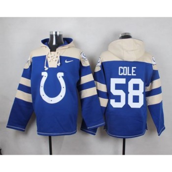 Colts #58 Trent Cole Royal Blue Player Pullover NFL Hoodie Colts #58 Trent Cole Royal Blue Player Pullover NFL Hoodie