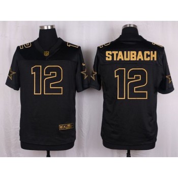 Cowboys #12 Roger Staubach Black Men's Stitched NFL Elite Pro Line Gold Collection Jersey Cowboys #12 Roger Staubach Black Men's Stitched NFL Elite Pro Line Gold Collection Jersey