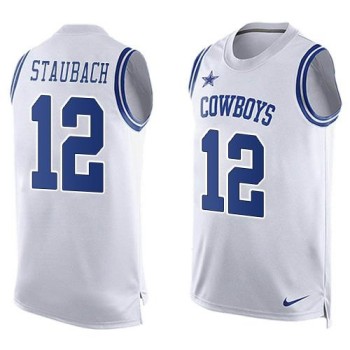 Cowboys #12 Roger Staubach White Men's Stitched NFL Limited Tank Top Jersey Cowboys #12 Roger Staubach White Men's Stitched NFL Limited Tank Top Jersey